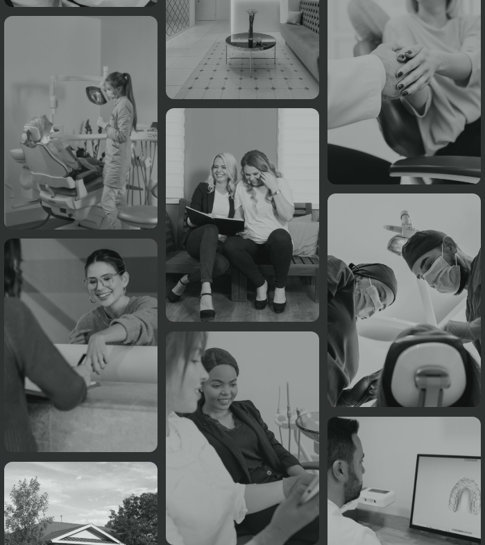 Collage of photos of Centennial Colorado dentists and team members in dental office