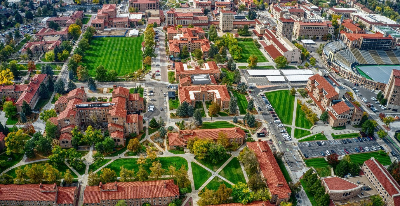 Aerial view of college campus