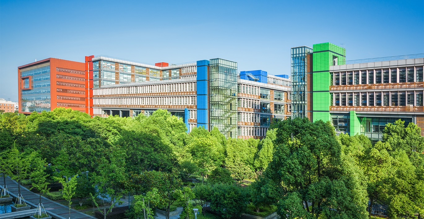 Aerial view of college campus