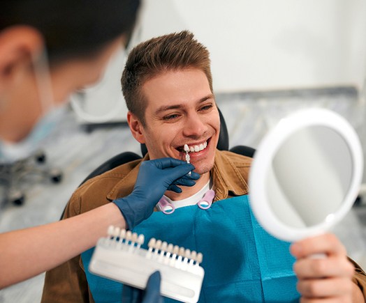 a patient consulting with a dentist